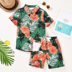 Toddler Baby Boy Summer Outfits Little Kids Hawaiian Clothes Short Sets